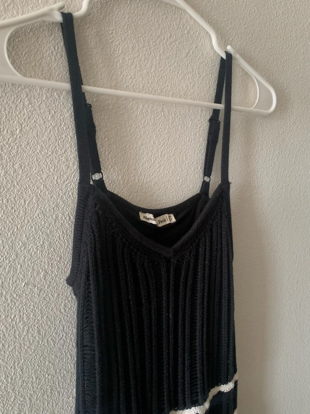 Abercrombie & Fitch Black and Cream Striped Maxi Dress